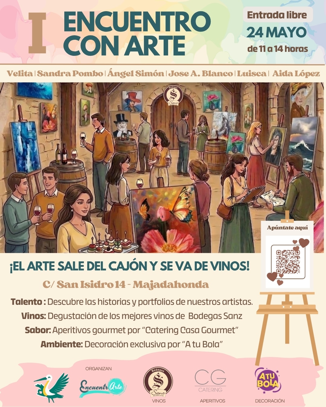Encuentro con arte: pintura, vinos, aperitivo, domingo